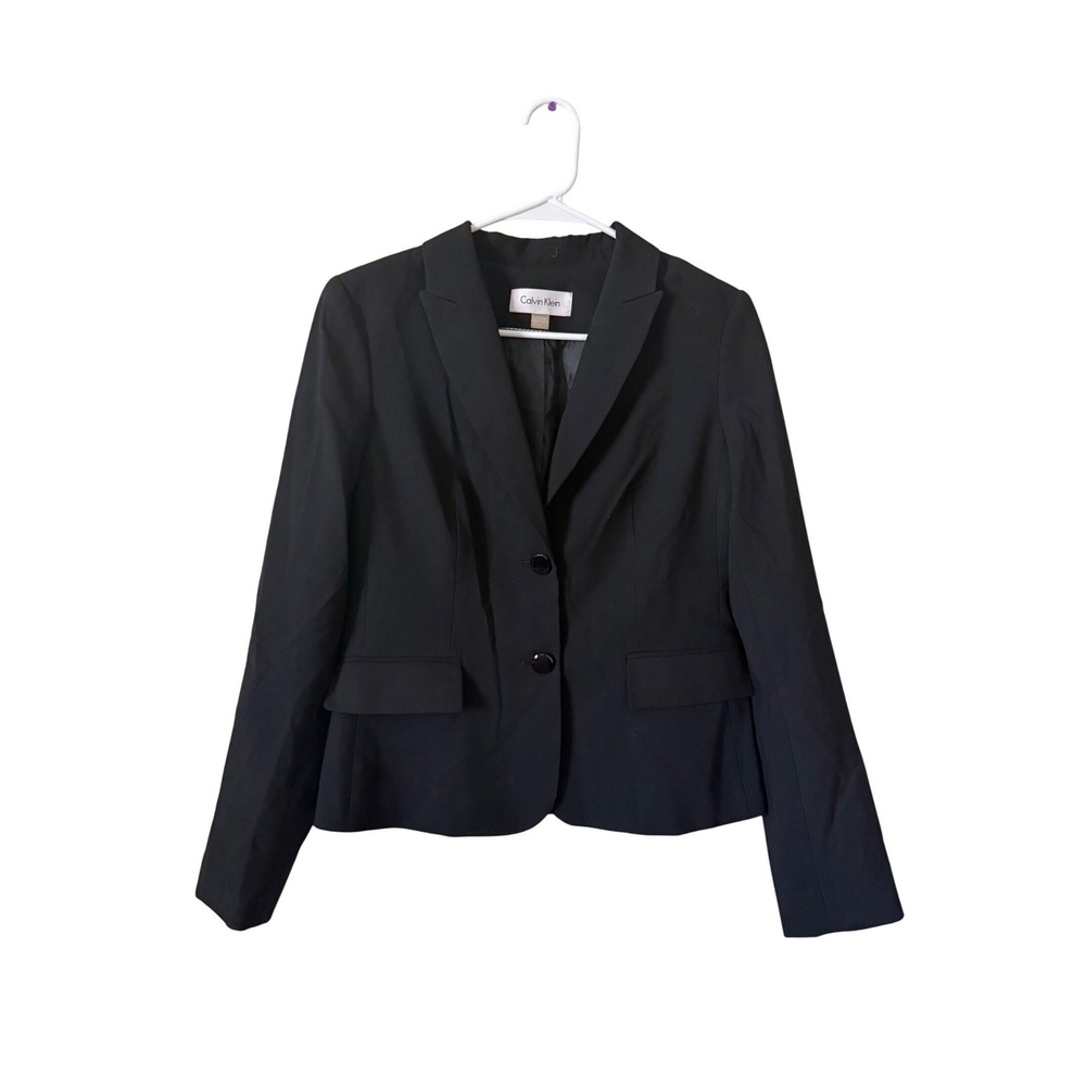 NWT Calvin Klein Women Black‎ Two Button Tailored Blazer Size 6 Business Wear